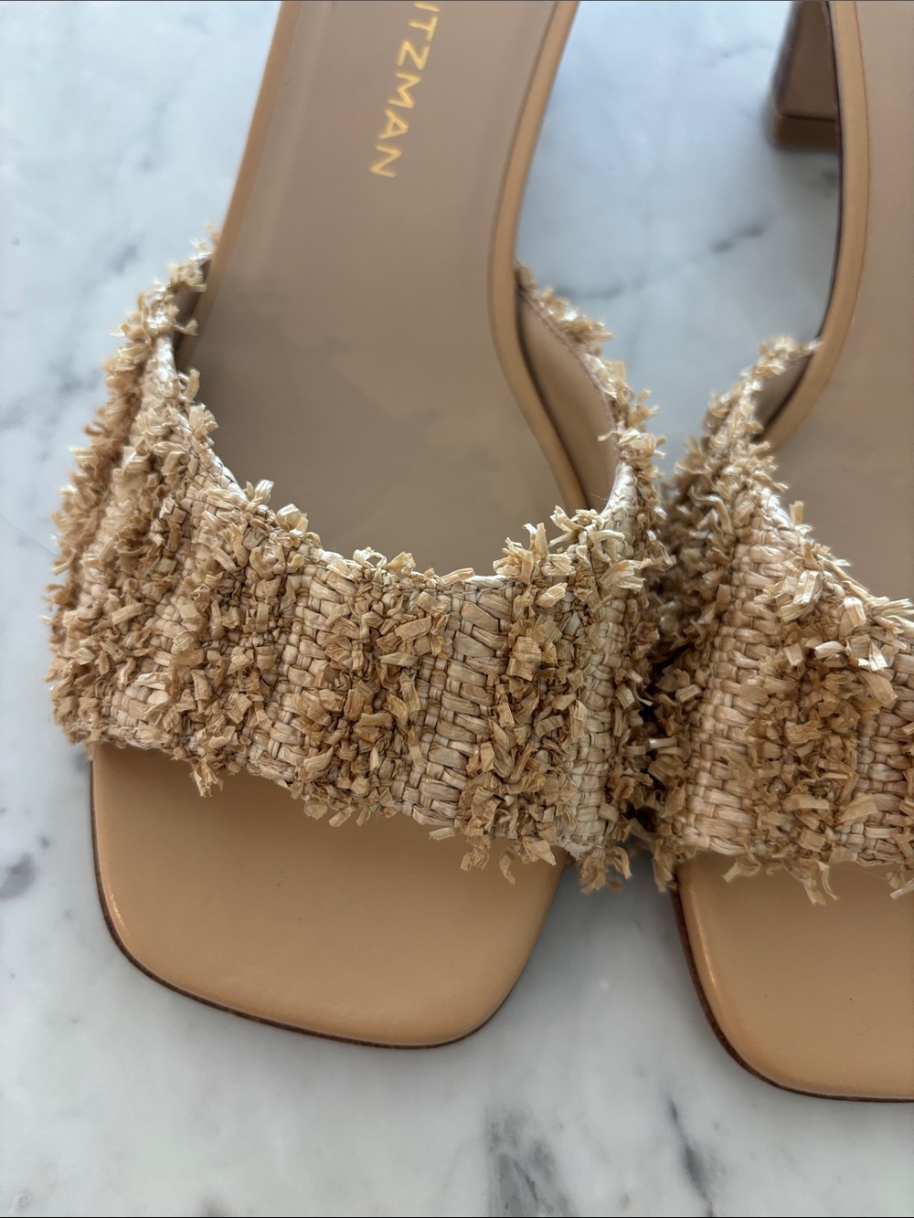Stuart Weitzman Raffia Slide Mules - Picture 2 of 8